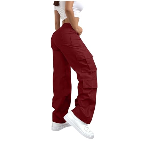 Cargo Pants for Women Casual High Waisted Hiking Pants Baggy Stretchy Wide Leg Multi-Pockets Streetwear Trousers4