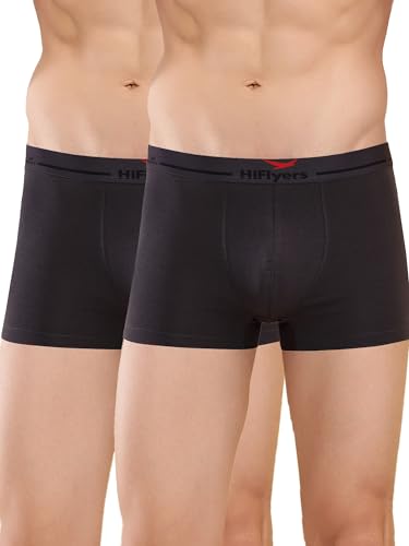 Image of HiFlyers Men's Cotton Spandex Odour-Free, Long Lasting Comfort, All Day Fresh and Confidence Dark Knight Collection Solid Trunks