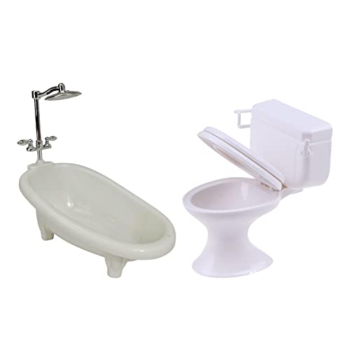Muebles de Casa de Muñecas, Modelo de Exhibición, Baño Vintage, Inodoro, Juguete en Miniatura Hecho a Mano, Mini Bañera, Casa de Muñecas, Juguetes de