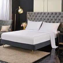 طقم ملاءة سرير من القطن، بكثافة خيوط 200 خيط، ملاءة مسطحة مع 2 كيس مخدة من ريكسوس، أبيض (أبيض، 2.8 × 2.7 م)