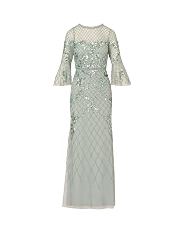 Adrianna Papell Women's Beaded Long Dress, Aqua Dust #TOP3