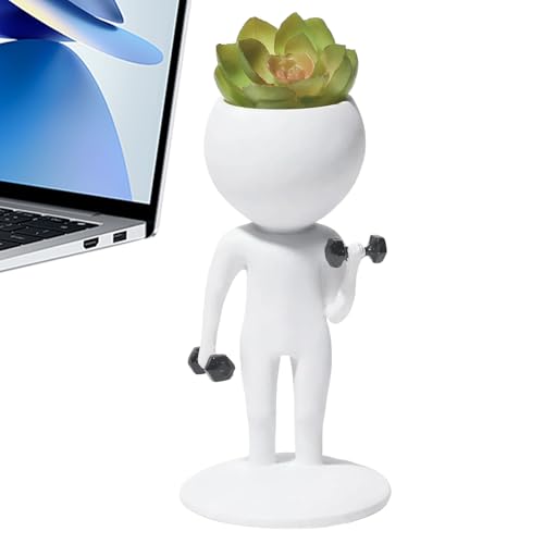 Piccole fioriere per piante grasse - Mini vaso di cactus, vaso da ufficio interno | Resina Human Shape Plant Container, Decorative Force Figure Sculpture for Shelf offlce Bedroom Windowsill M