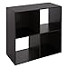 ML-Design Libreria Cubo 4 Scomparti Nero MDF 70x33,5x70 cm Due Pannelli Posteriori Arredo Portaoggetti Moderno con Staffa a Parete per Ufficio Archivi Soggiorno Mensole Truciolato