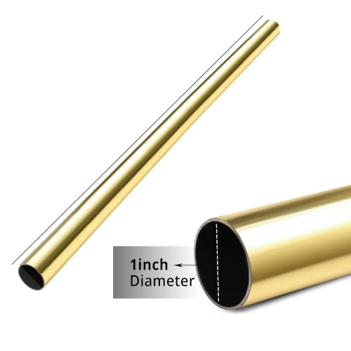Image of FAPBADRI Curtain Rod /Pipe Heavy Quality Stainless Steel for Home /office door, window, shower, 1 inch diameter (25mm), Color - Gold, Length - 60 inches (5 feet), 3 Pipes