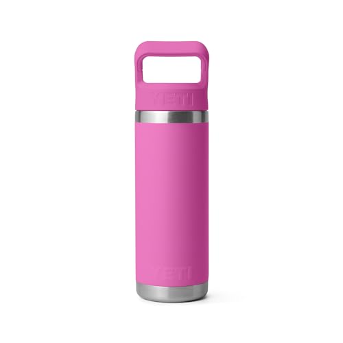 Image of YETI Rambler 18 oz Bottle, Vacuum Insulated, Stainless Steel with Color Matching Straw Cap, Wildflower Fuchsia