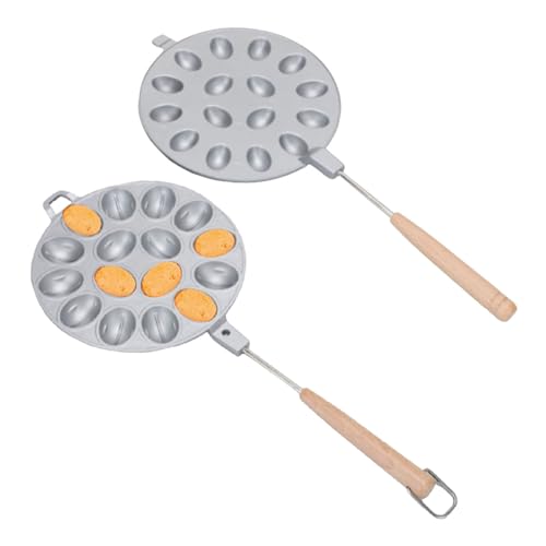 Walnut Cookie Maker, 12Hole Oreshki Cake Mold Nut Cookie Presser - Non Stick Aluminum Baking Pan with Wood Handle for Russian Cookies (16 Holes)