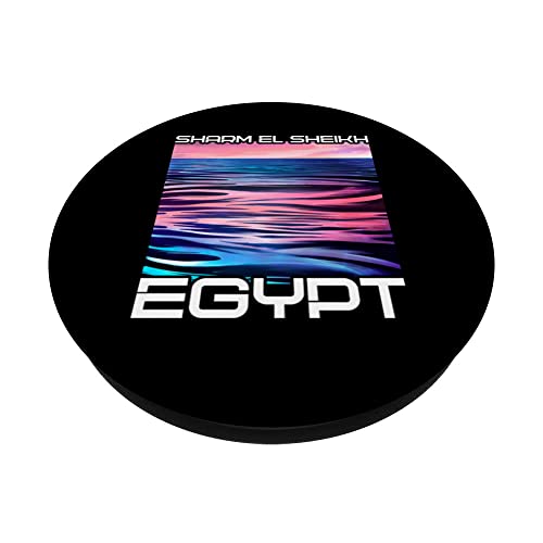 Vintage Vacation Divespot Dive Diver Egypt Sharm el Sheikh PopSockets Swappable PopGrip, Black - Image 2