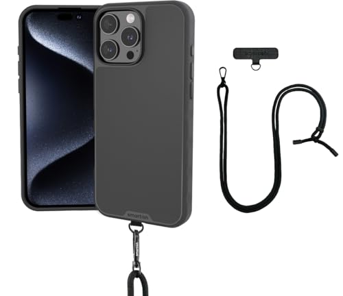 Image of Smartish iPhone 16 Pro Max MagSafe Case with Crossbody Lanyard Strap - Gripmunk - [Slim + Protective] Magnetic Slim Case with Universal Detachable Shoulder Neck Strap - Black Tie Affair