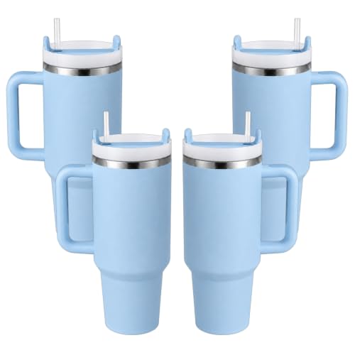 Image of Pandance 4 Pack 40 oz Tumbler with Handle and Straw Bulk, Blue