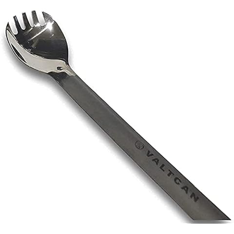 Valtcan Titanium Long Handle Spork Polished Bowl Camping Keyring Cover