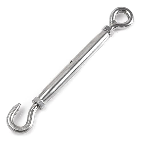 Tensor de Cuerpo Cerrado de Acero Inoxidable 304, Tipo Gancho y Ojal con Rosca Invertida para Tensado de Cable de Alambre (M5) miniatura 1