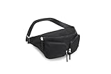Jonvikki Bauchtasche für Damen, Crossbody-Hüfttasche mit verstellbarem Riemen, Reißverschlusstaschen vorne, Reise-Gürteltasche zum einfachen Tragen für Handy und Geldbörse, Pure Black, Einfach
