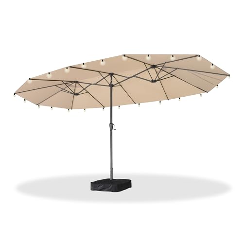 PURPLE LEAF Parasol Rectangulaire Inclinable 455 x 270 cm avec Guirlande Lumineuse Solaire - Grand...