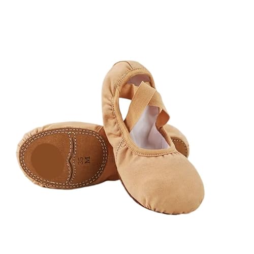 Zapatillas de ballet Zapatillas de Ballet for mujeres, niñas, adolescentes, zapatillas de Ballet con suela dividida, zapatillas de baile elásticas for práctica de Ballet for niños y adultos(Brown,39)