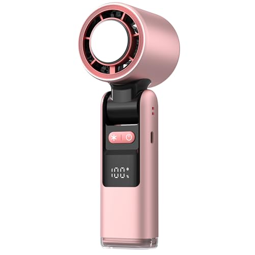 Portable Handheld Turbo Fan High Speed Powerful Ice Cooling 4000mAh Battery Operated Up to 10 Working Hours Rechargeable Personal Mini Fan for Women Beach Camping Outdoor Travel Working Pink