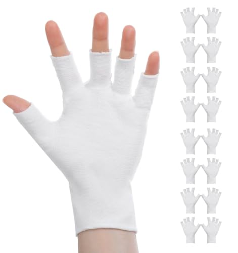 4 Pairs Eczema Gloves Fingerless Cotton Gloves for Dry Hands Glove for Eczema Relief 5 Open Fingertips One Size Fits Most Overnight Hydration