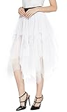 Urban CoCo Women's Sheer Tutu Skirt Tulle Mesh Layered Midi Skirt (L, White)