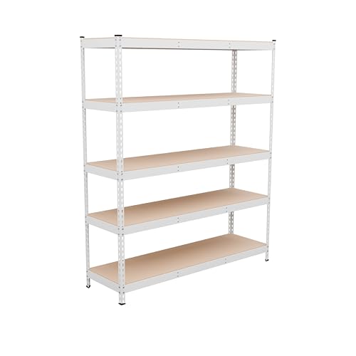 MonsterRax Modular 5-Tier Steel Garage Shelving Rack, White (18x60x72)