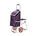 WYZXR Chariot à provisions Pliant Remorque de Voyage Portable Chariot à Bagages Domestique Chariot à provisions avec Tabouret (Couleur : E)