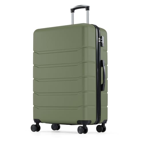OLIXIS 24 Inch Luggage, Hardside Suitcase with Spinner Wheels, Lightweight ABS Hard Shell Checked Luggage, TSA Approved Lock, Expandable Medium Suitcase for Travel & Business–Olive Green