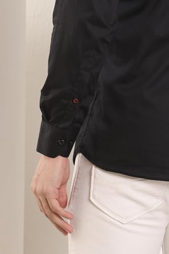 Image of FILO HEVIS Men's Solid Regular Fit Cotton Casual Shirt with Spread Collar & Full Sleeves.