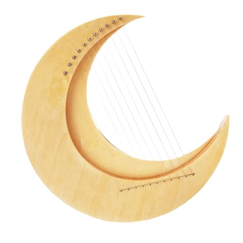 Kwueiit15弦リラ・ハープ ムーン・リラ・ハープ in C(子供用・大人用) 木製楽器(サイズ:47*46.5*8cm) (原色)