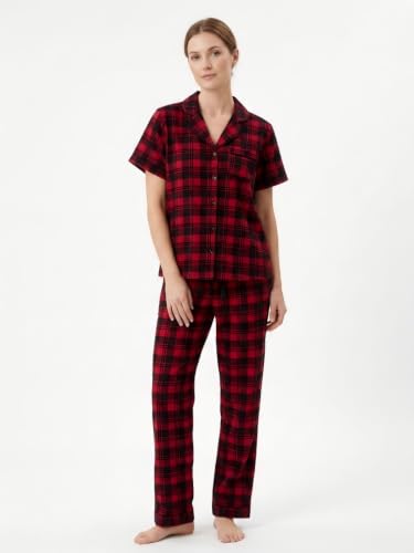 Image of NAP BOUND 100% Cotton Women Pajama Sets Button Down Short Sleeve Sleepwear Soft Pjs 2 Piece Lounge Set with Pocket XS-XXL