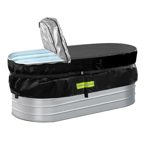 Gecic 6Ft Stock Tank Horse Trough Cover, Water Trough Cold Plunge Insulated Cover for Horse Trough Rectangular Cold Plunge Ice Bath Tub Covers 2 x 2 x 6 Foot Stock Water Tank Oval Pool Liner Hot Tub