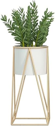 Riazdiw 植木鉢 大型 屋内 部屋 金属製 フラワースタンド 屋内 モダン 植物スタンド (S:22*22*47CM,ホワイト)