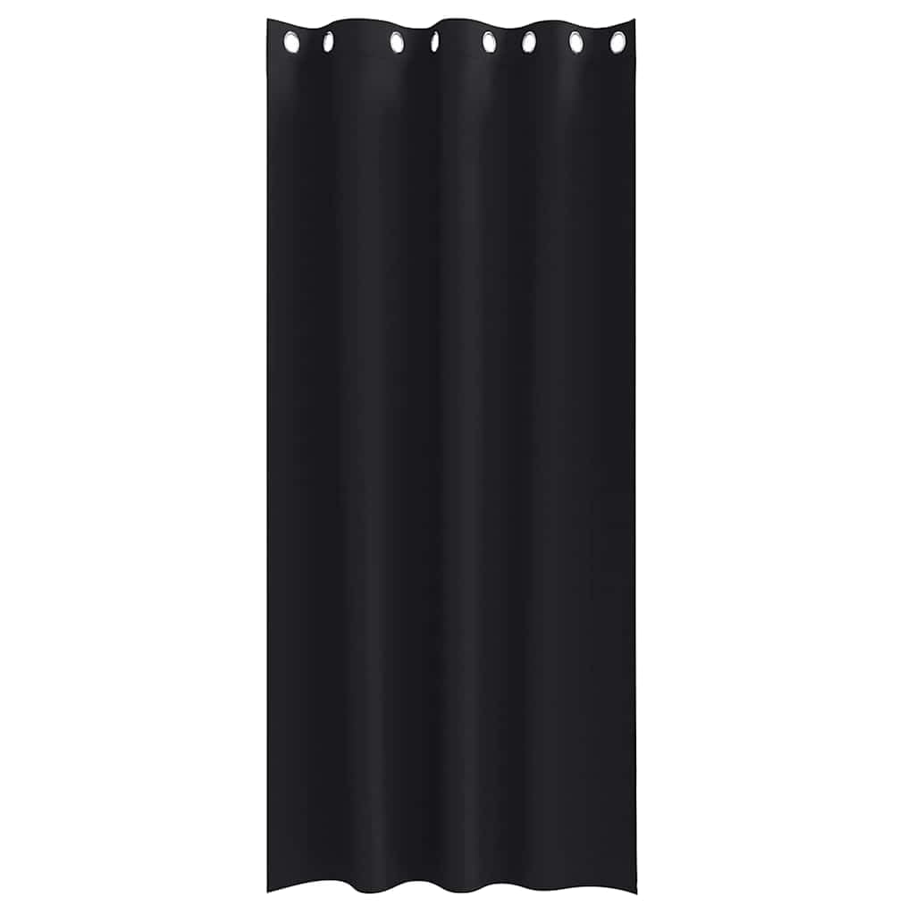 Zasłony zaciemniające z pierścieniami, 2 sztuki, czarne, 260 x 140 cm, poliester, 80%-90% ochrona przed światłem, wszechstronne z oczkami, taśma marszcząca, do salonu, sypialni, biura