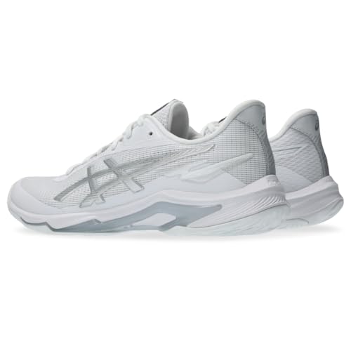 Asics Women's Netburner Ballistic FlyteFoam 4 Volleyball Shoes, 11, White/Pure Silver
