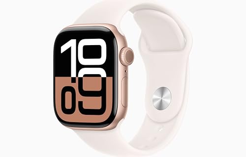 Apple Watch Series 10 [GPS, 42mm] - Boîtier en Aluminium Or Rose avec Bracelet Sport Rose Tendre , S/M (Reconditionné)
