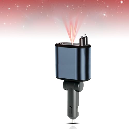Ladegerät Auto Handy, 4-in-1 Autoladegerät 120W, USB-C Ladegerät Auto mit Sternenhimmel-Projektion und 2 Einziehbare Ladekabel, kompatibel mit iPhone 16/15/14/13, iPad, Galaxy S25/S24/S23