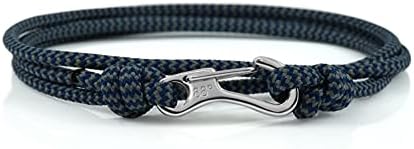 Eighty Eight Degrees - Carabiner Climbing Bracelet - Made from Stainless Steel and Paracord Rope - Handmade in The UK - Adjustable Rope Bracelet for Men - Waterproof Climber Bracelet