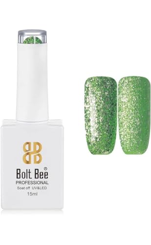 Image of BOLT BEE 15ML Gel Nail Polish - Clear Pink Glitter, Soak Off UV LED, Nail Art Starter for Manicure Salon DIY at Home, 0.5 OZ