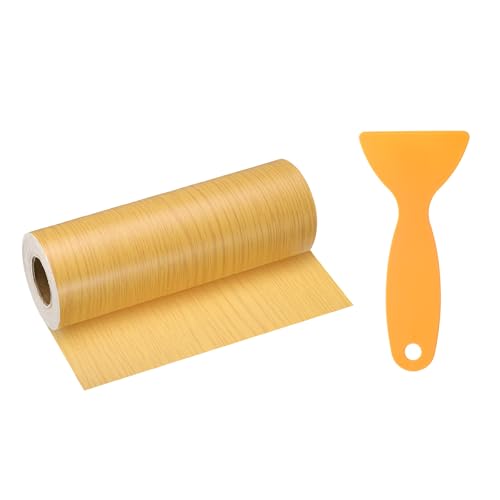 Image of HARFINGTON Wood Grain Repair Tape 6 Inch x 33ft Self Adhesive Repair Patch Tape Simulated Wooden Floor Tapes with Plastic Scraper for Tables Doors Windows Furniture, Oak