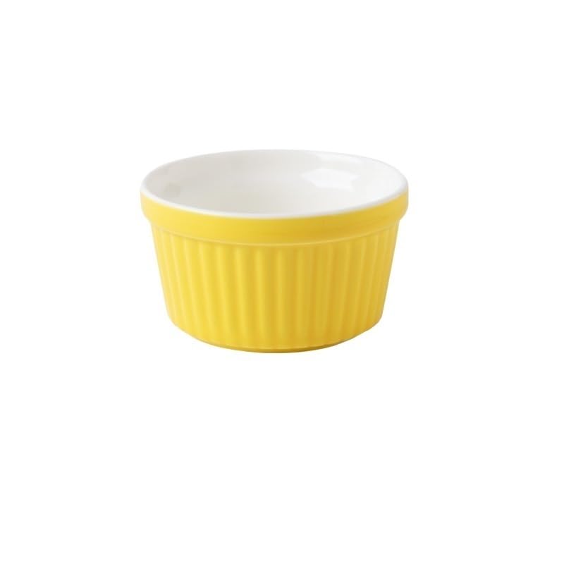 Juego de 6 tazas de porcelana for horno, for soufflé, for repostería y for helado, 240 ml(Yellow)