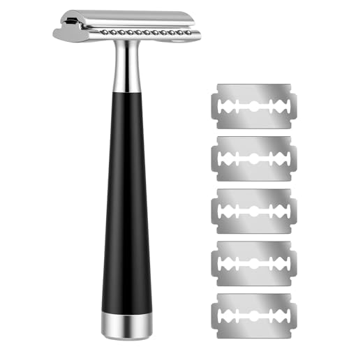 AOOWU Rasierhobel für Männer mit 5 Klingen Edelstahl, Premium Rasierhobel Damen, Doppel-Schneidekante, Metall Rasierer Sicher & Wiederverwendbar, Nassrasierer für Eine Sanfte & Präzise Rasur