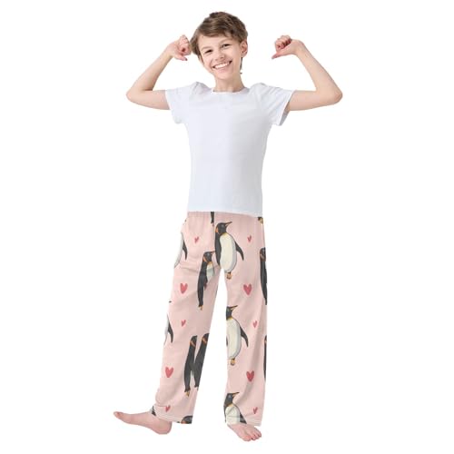 Pajama Bottoms, Pajamas Pant Cute Penguins Hearts Lounge Wear Casual Pink Sleep Long Pants Soft Pjs Sleepwear2