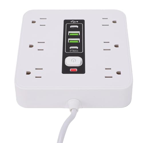 Diyeeni Protector eléctrico 16 en 1 con 12 tomas, 2 puertos USB C y 2 USB A, cable de 2 m miniatura 7