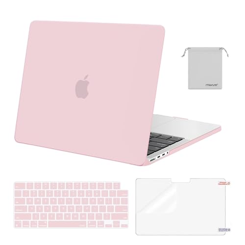 Image of MOSISO Compatible with MacBook Pro 14 inch Case 2025 2024 2023 2022 2021 M5 M4 M3 M2 M1 A3434 A3112 A3185 A3401 A2918 A2992 A2779 A2442, Hard Shell&Keyboard Cover&Screen Film&Pouch,Rose Quartz