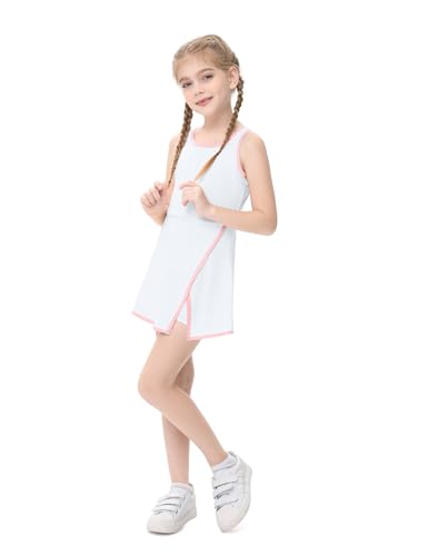 Conjunto de vestidos esportivos para meninas, sem mangas, gola redonda, cor em bloco de cores, com s