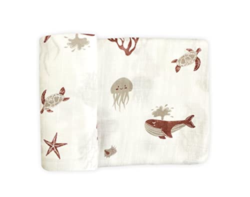 Image of Leyl&Ari Muslin Swaddle Blanket | Receiving Blanket for Boys Girls (Under The Sea Friends)