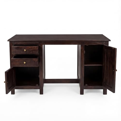 Image of SONA ART & CRAFTS Solid Sheesham Wood Study Table for Students Big Size with 2 Drawers & 2 Doors Wooden Study Desk Table Office Table for Work from Home Office Desk Computer Desk (Walnut Finish)