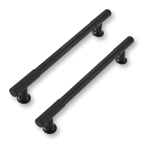 CABDM 10 Pack 6 Inch(152mm) Hole Center Black Cabinet pulls Kitchen Handles Solid Heavy Duty Matte BlackCabinet Pull Kitchen Hardware