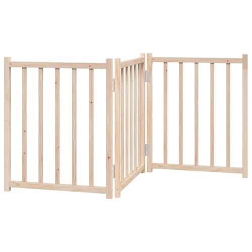 vidaXL Hundetor 3-TLG., Hundegitter Faltbar Pflegeleicht, Schutzgitter für Wohnzimmer Küche Treppe, Haustiertor Türschutzgitter, Massivholz Tanne