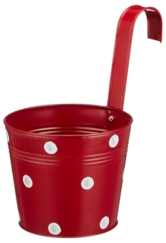 Image of Amazon Brand - Solimo Dotted Round Railing Planter for Balcony (Multicolor, Set of 5) | Dotted Railing Metal Pots for Balcony and Home Gardening, Indoor, Outdoor