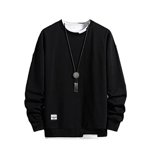 Sweat à capuche Harajuku homme deux pièces noir S mode urbaine sweat-shirt décontracté