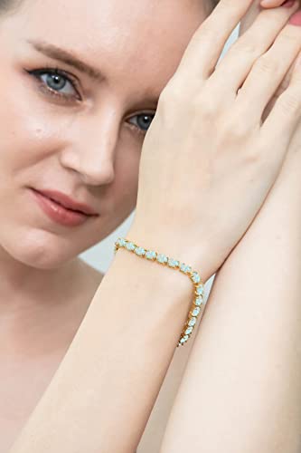 B. BRILLIANT Bracelet for Women, Birthstone Bracelet, 6x4mm Oval-Cut Genuine or Synthetic Gemstone Tennis Bracelet, Sterling Silver Bracelets or Gold Bracelet with Gift Box3