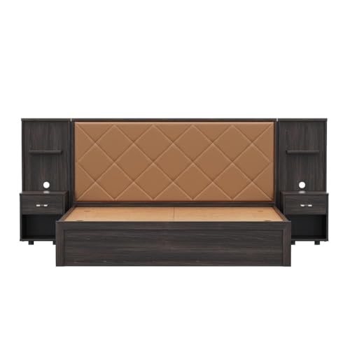 Image of Wakefit Bed | 3 Yr Warranty | King Size Bed, Storage Box & Camel Fabric Cushioned Upholstery Headboard, Density:680-750 kg /m, Termite & Borer Resistant, Fits Mattresses Up to 8 inches(Noctis78x72-WM)